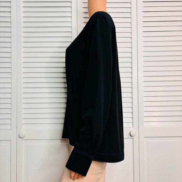 RAG & BONE Black Shields V-Neck Silk Blouse Size Medium - Picture 5 of 10